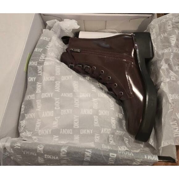 DKNY Talma Lace-Up Combat Boots in Burgundy Size 8 - Picture 10 of 10